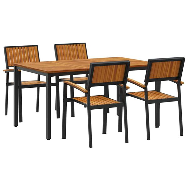 vidaXL Garten Essgruppe 5 pcs Schwarz Massivholz Akazie