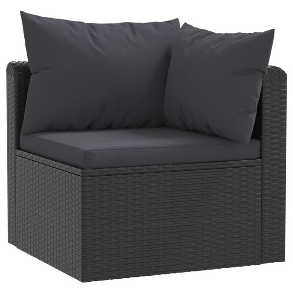 vidaXL 4-tlg. Garten-Sofagarnitur mit Auflagen Poly Rattan Schwarz