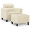 vidaXL Sessel mit Hocker Creme 60 cm Kunstleder