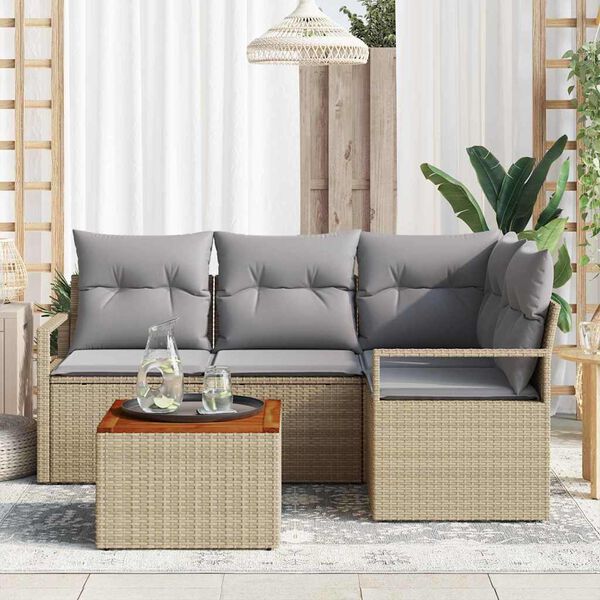 vidaXL Garten-Sofa-Set 5 pcs Beige und Hellgrau