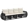 vidaXL Gartensofa-set 4 Stk. Schwarz und Cremewei&szlig; Poly-Rattan