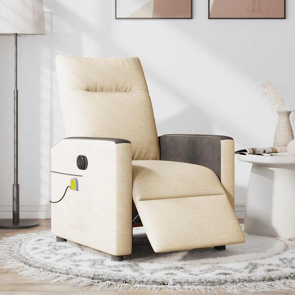 vidaXL Massagesessel Elektrisch Creme Stoff