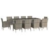 vidaXL 11-tlg. Garten-Essgruppe mit Kissen Grau Poly Rattan