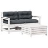 vidaXL 3-tlg. Garten-Lounge-Set mit Kissen Wei&szlig; Massivholz Kiefer