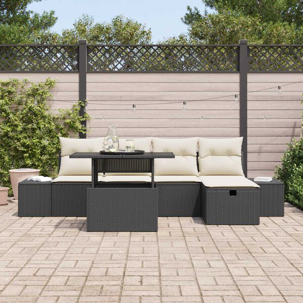 vidaXL Garten-Sofa-Set 6 pcs Schwarz Poly Rattan