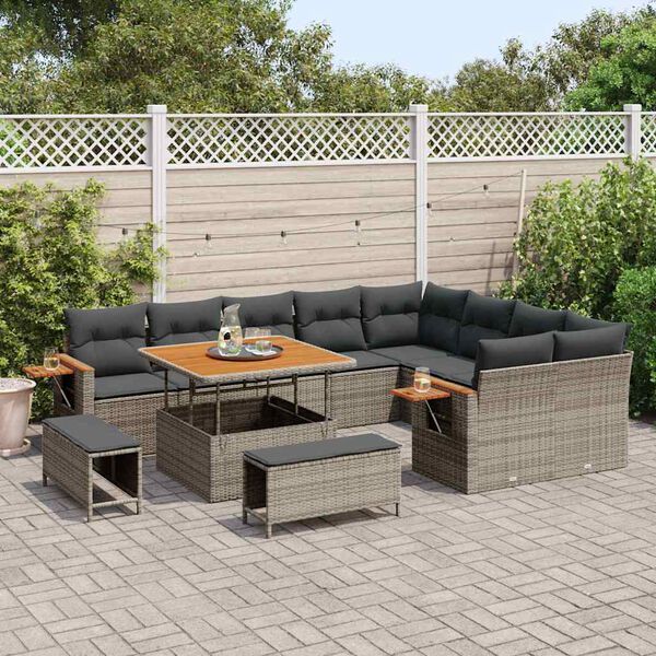 vidaXL Gartensofa-set mit Kissen 12 pcs Grau