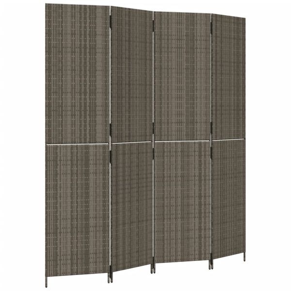 vidaXL Paravent 4-tlg. Grau Poly Rattan
