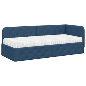 vidaXL Eckbettgestell Blau 80 x 200 cm Stoff