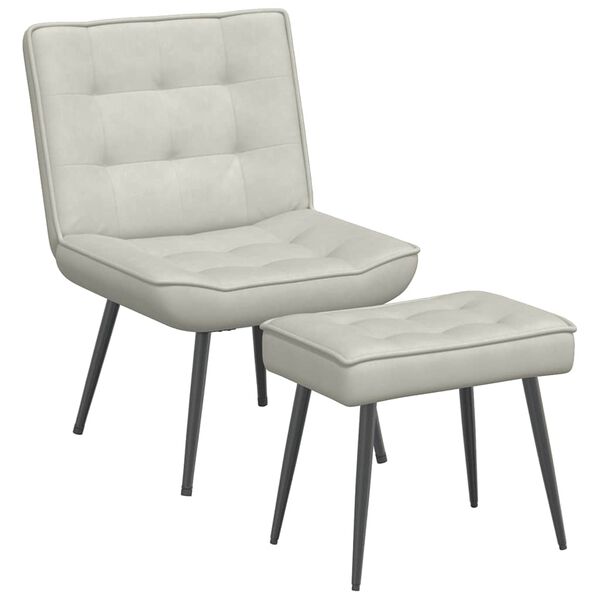 vidaXL Relaxsessel mit Hocker Creme Samt