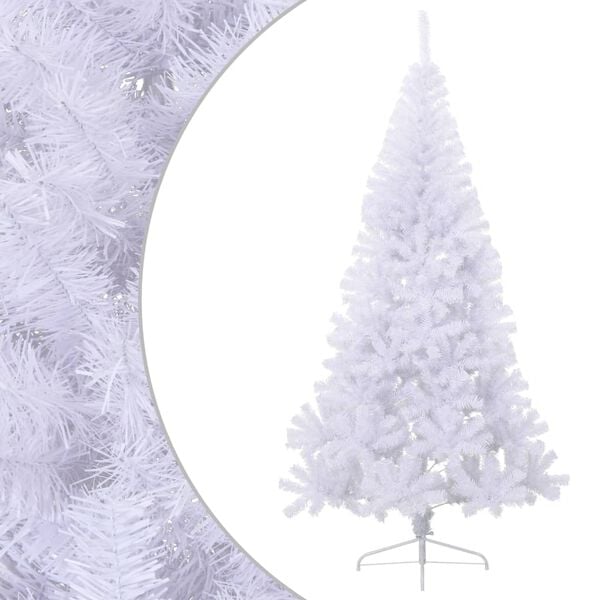vidaXL K&uuml;nstlicher Halb-Weihnachtsbaum mit St&auml;nder Wei&szlig; 240 cm PVC