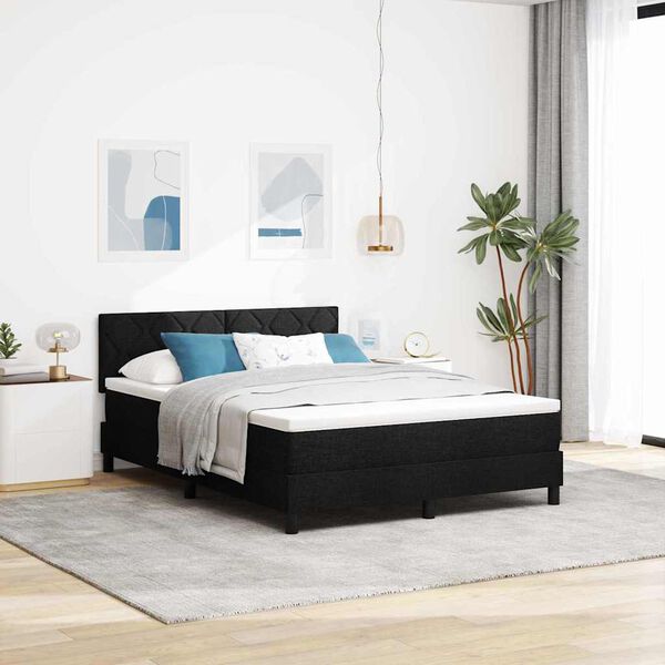 vidaXL Boxspringbett mit Matratze mit LED Schwarz 160 x 200 cm Stoff