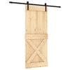vidaXL Schiebet&uuml;r Nat&uuml;rlich und Schwarz 85 x 210 cm Massivkiefer
