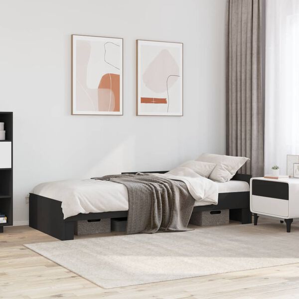 vidaXL Bettgestell Schwarz 75x190 cm Holzwerkstoff
