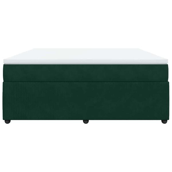 vidaXL Boxspringbett mit Matratze Dunkelgr&uuml;n 180x200 cm Samt