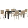 vidaXL Garten Essgruppe mit Kissen 7 pcs Beige Poly-Rattan