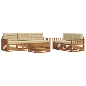 vidaXL Outdoor-Sofagarnitur mit Kissen 6 pcs Natur und Beige