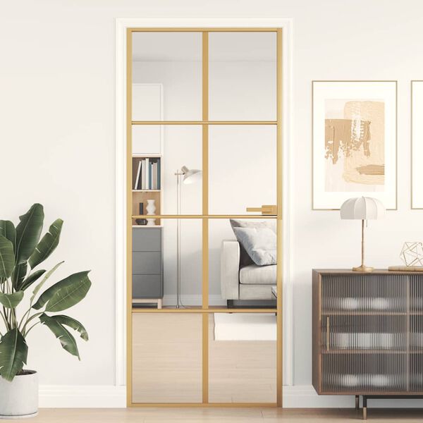 vidaXL Innent&uuml;r Schlank Golden 83x201,5 cm Hartglas und Aluminium