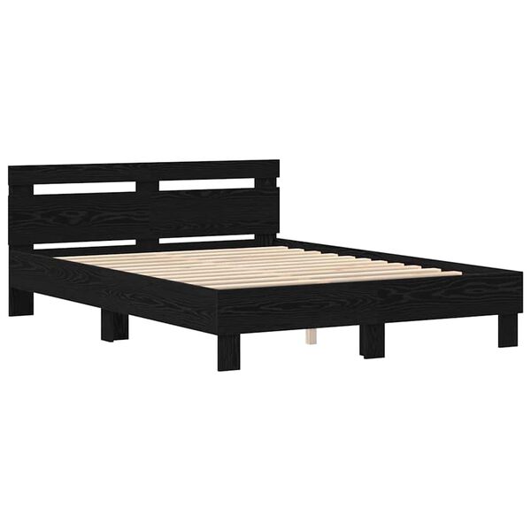 vidaXL Bettrahmen Schwarz Eichen-Optik 150 x 200 cm Holzwerkstoff