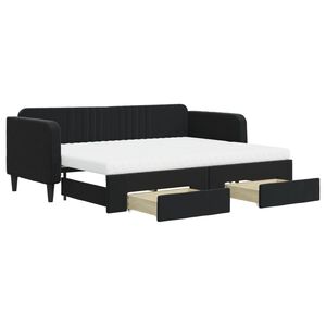 vidaXL Tagesbett Ausziehbar mit Schubladen Schwarz 80x200 cm Samt