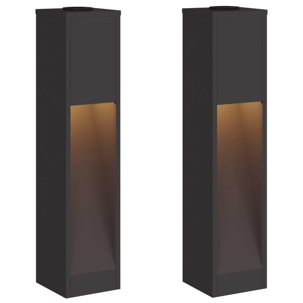 vidaXL Solar LED Wegeleuchte 2 pcs Schwarz Kalt gewalzter Stahl