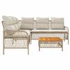 vidaXL 2-tlg. Garten-Sofagarnitur mit Kissen Beige Poly Rattan