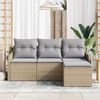 vidaXL Gartensofa-set mit Speicher 4 pcs Beige Poly-Rattan