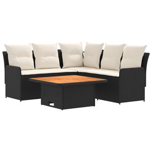 vidaXL M&ouml;belsets 4 stk. Schwarz und Creme PE-Rattan
