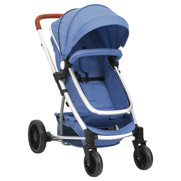 vidaXL 2-in-1-Kinderwagen Marineblau Aluminium