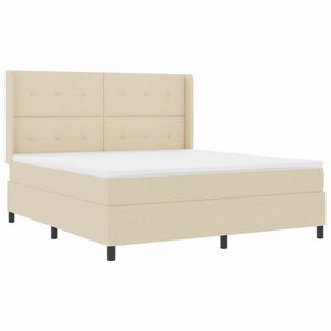 vidaXL LED Boxspringbett mit Kopfteil Creme 180 x 200 cm Stoff