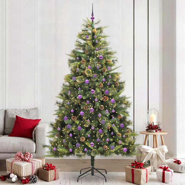 vidaXL K&uuml;nstlicher klappbarer Weihnachtsbaum mit Tannenzapfen 240 cm