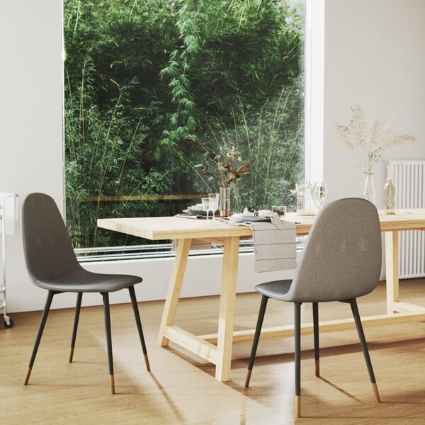 vidaXL Esszimmerst&uuml;hle 2 Stk. Hellgrau Stoff