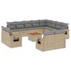 vidaXL 13-tlg. Garten-Sofagarnitur mit Kissen Beige Poly Rattan