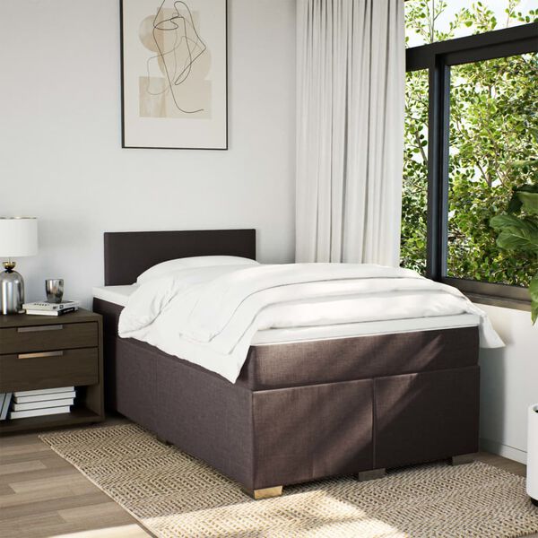 vidaXL Boxspringbett mit Matratze Dunkelbraun 120x190 cm Stoff