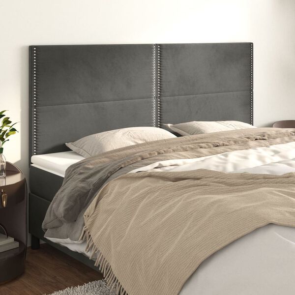 vidaXL Kopfteil Dunkelgrau 180 x 5 x 118/128 cm Samt