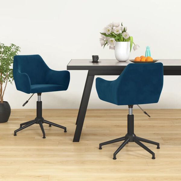 vidaXL Esszimmerst&uuml;hle 2 Stk. Drehbar Blau Samt
