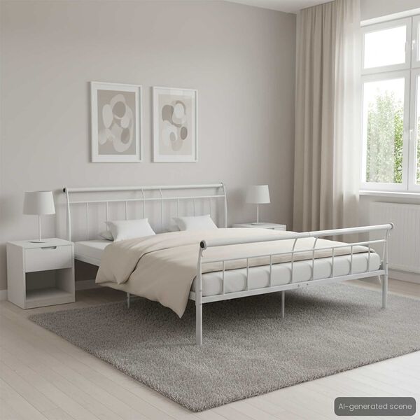 vidaXL Bettgestell Wei&szlig; Metall 160x200 cm