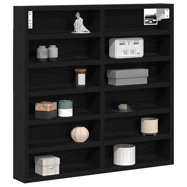 vidaXL Vitrine Schwarz Eichen-Optik 60 x 8,5 x 58 cm Holzwerkstoff
