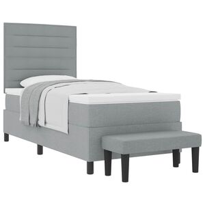 vidaXL Boxspringbett mit Kopfteil Hellgrau 80 x 200 cm Stoff