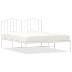 vidaXL Bettgestell mit Kopfteil Metall Wei&szlig; 140x190 cm