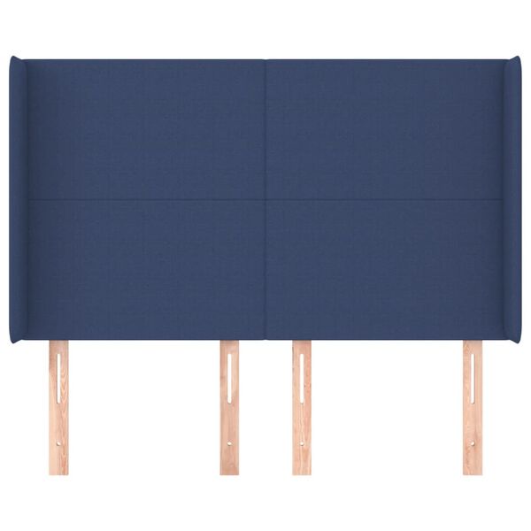 vidaXL Kopfteil mit Ohren Blau 147x16x118/128 cm Stoff
