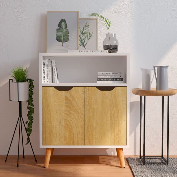 vidaXL Sideboard Wei&szlig; und Sonoma-Eiche 60x30x72 cm Holzwerkstoff