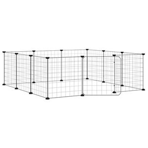 vidaXL 12-Panel-Haustierk&auml;fig mit T&uuml;r Schwarz 105x105x35 cm Stahl