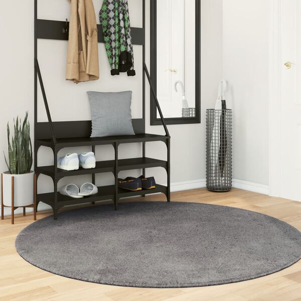 vidaXL Teppich HUARTE Kurzflor Weich und Waschbar Anthrazit &Oslash; 160 cm