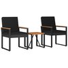 vidaXL Gartenm&ouml;bel Set 3 stk. Schwarz Poly-Rattan