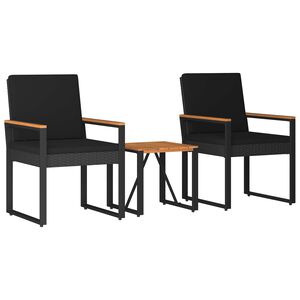 vidaXL Gartenm&ouml;bel Set 3 stk. Schwarz Poly-Rattan