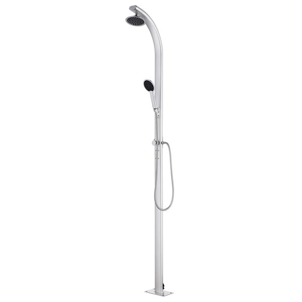 vidaXL Gartendusche mit Brauner Bodenplatte 220 cm Aluminium