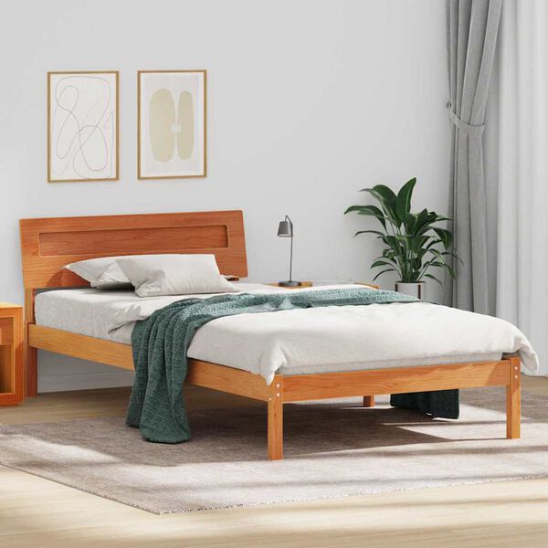 vidaXL Bettrahmen Wachsbraun 100 x 200 cm Massives Kiefernholz