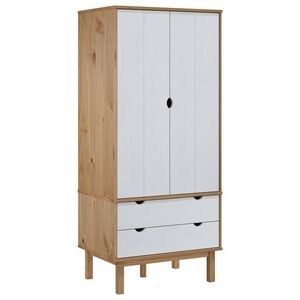 vidaXL Kleiderschrank OTTA Braun&Wei&szlig; 76,5x53x172 cm Massivholz Kiefer