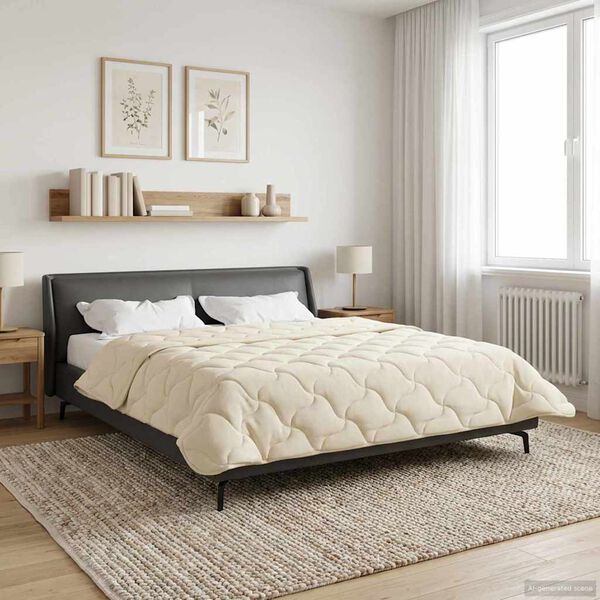 vidaXL Ganzjahresbettdecke Gepolstert Creme 220 x 260 cm