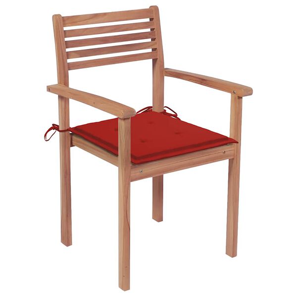 vidaXL Stapelbare Gartenst&uuml;hle mit Kissen 8 Stk. Massivholz Teak